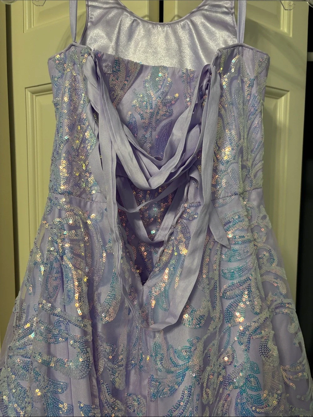 Christina Wu Lilac Sequin Embroidered Formal Dress